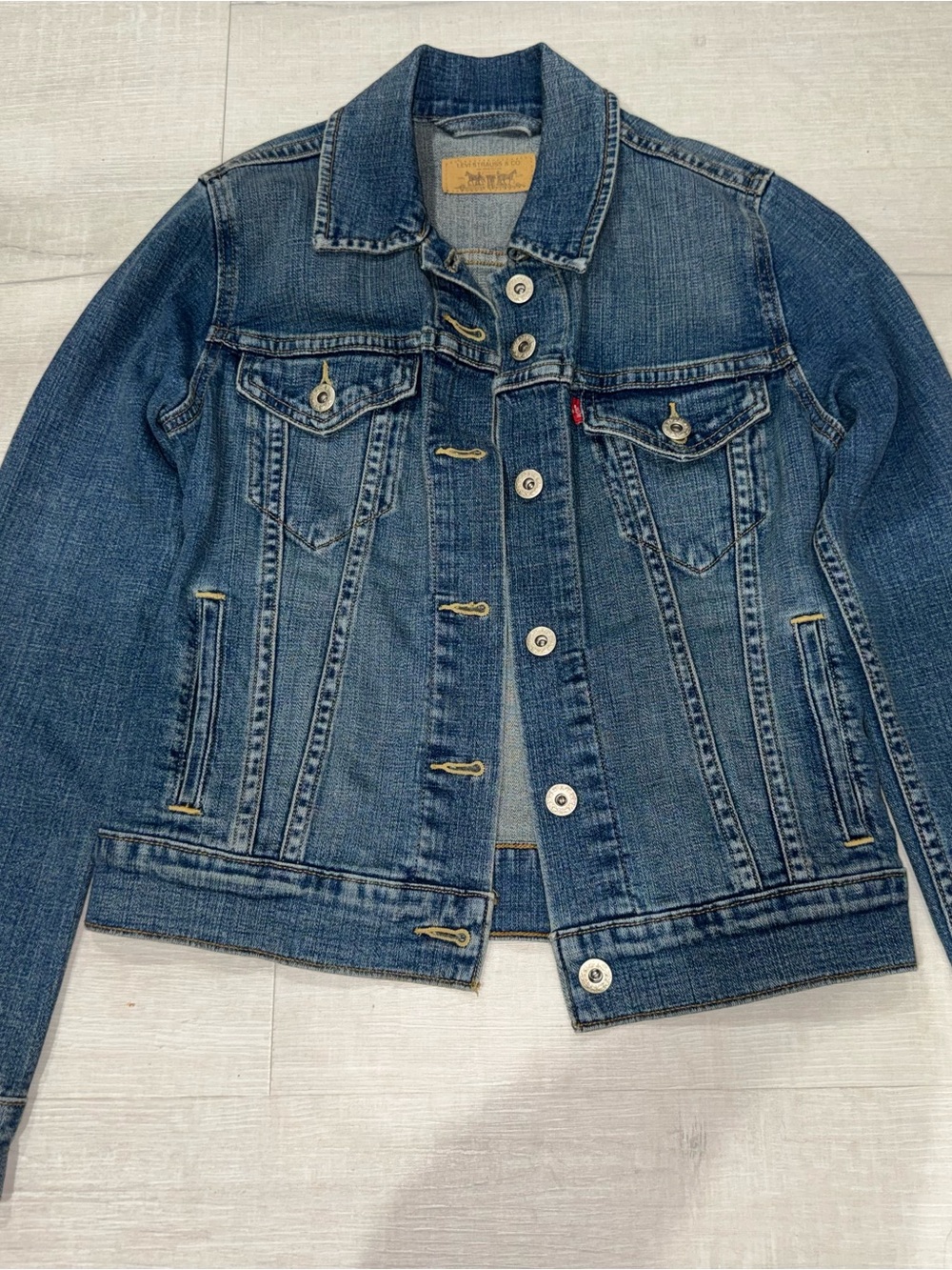 Levi's Blue Denim Jacket with Tan Patch